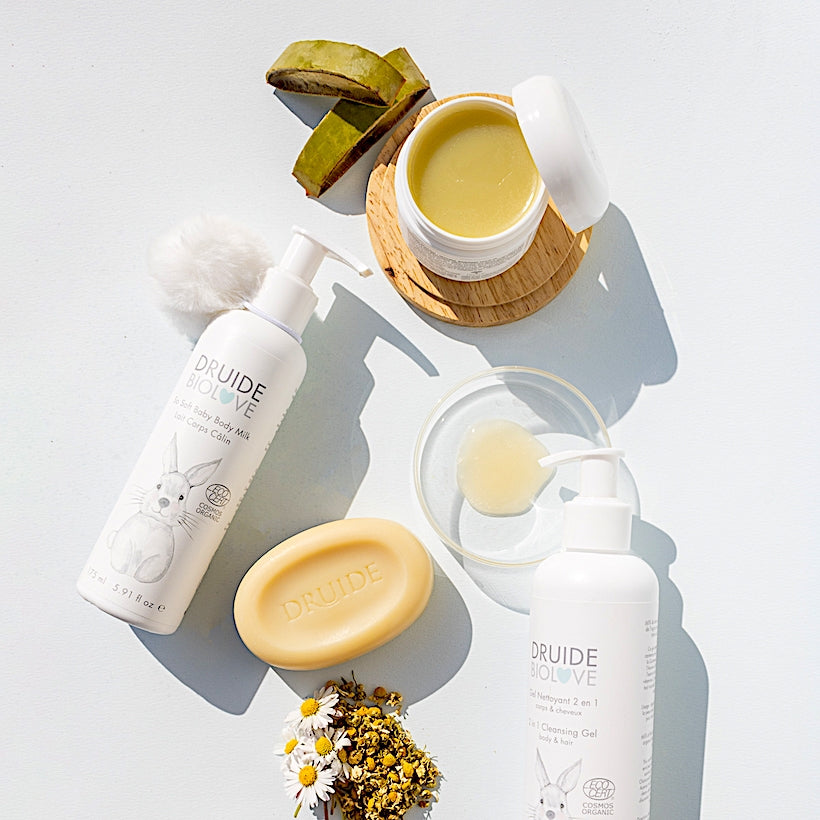Soins bio bébé hypoallergéniques Druide BioLove – formule sans eau ajoutée