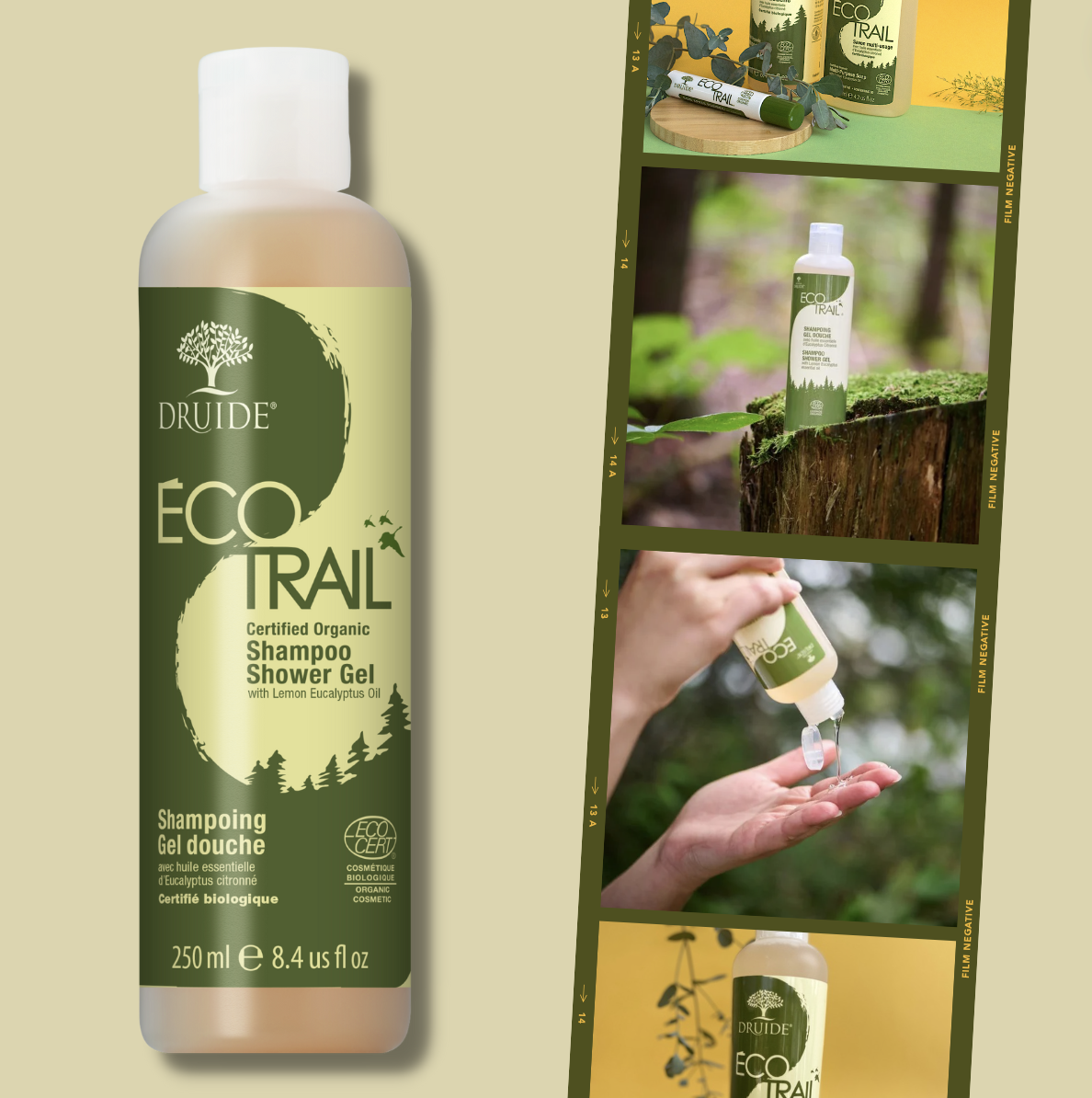 Gel douche & Shampoing bio, écologique à l'eucalyptus citronné - Druide EcoTrail