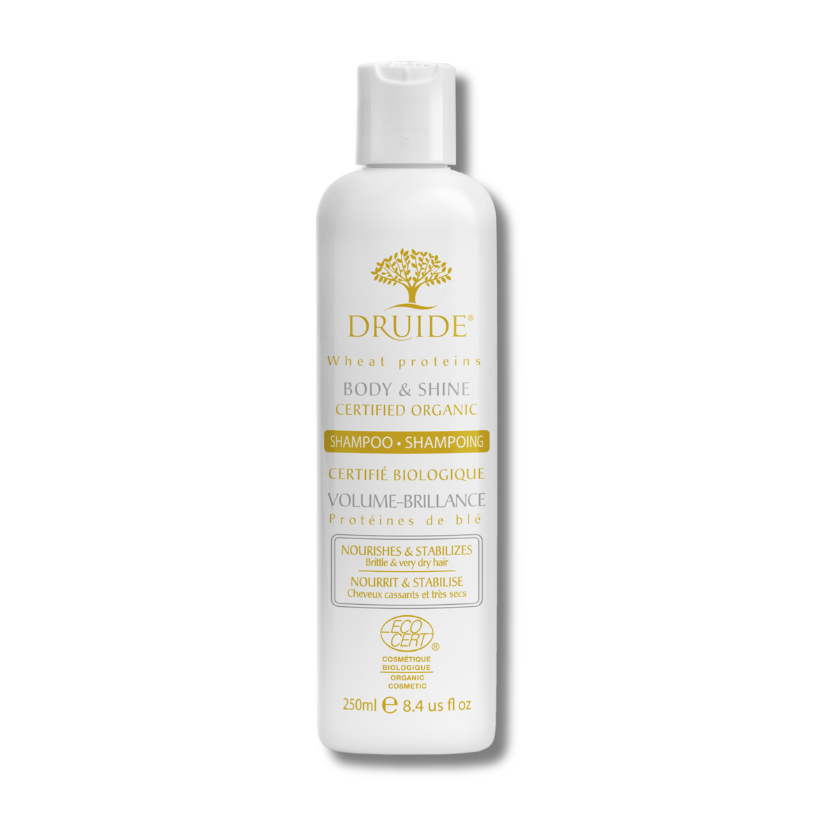 Shampoing bio nourrissant pour cheveux secs  Volume & brillance - Laboratoires Druide
