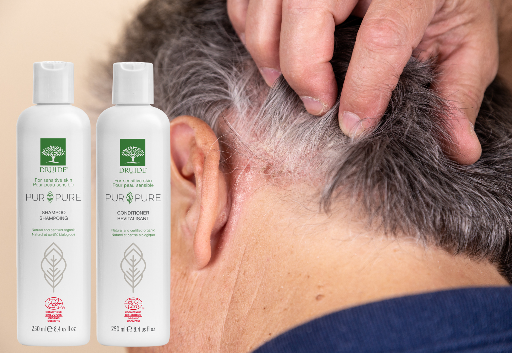 Duo shampoing et après-shampoing bio hypoallergénique Druide Pur&Pure – sans parfum, sans sulfate, sans silicone