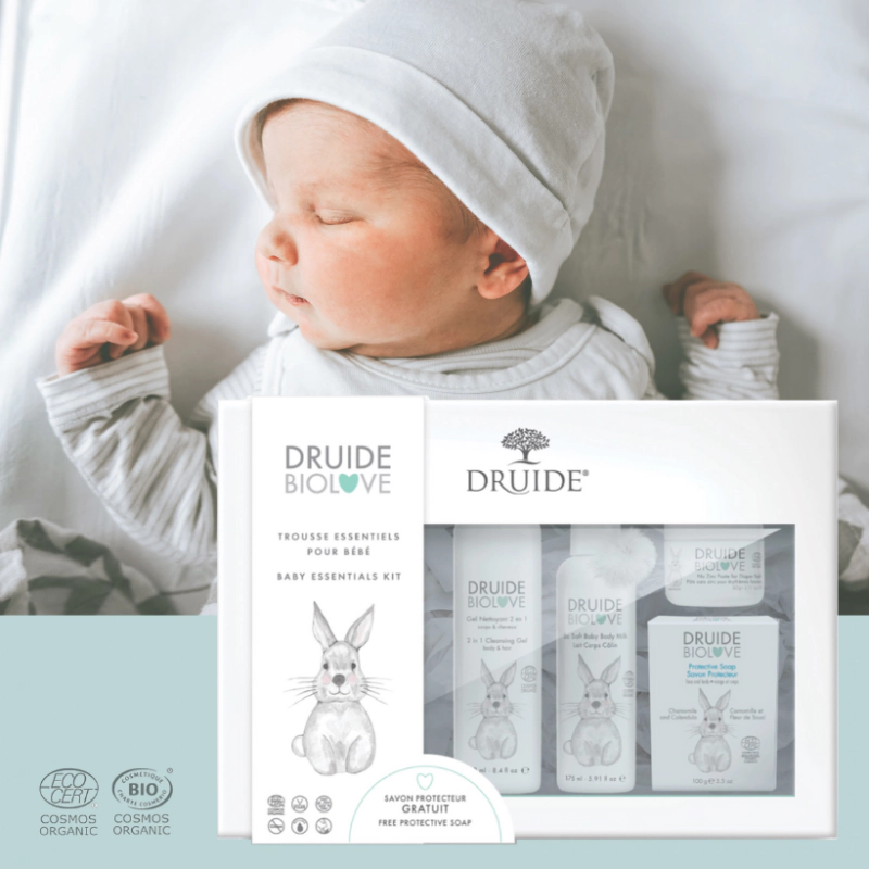 Coffret de naissance Druide BioLove — soins bio et hypoallergéniques pour bébé