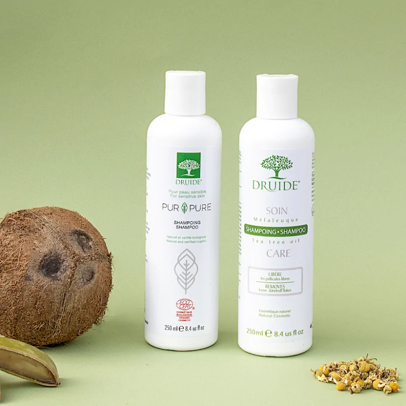 Shampooings bio Druide traitants pour problèmes de cuir chevelu (pellicules, démangeaisons)