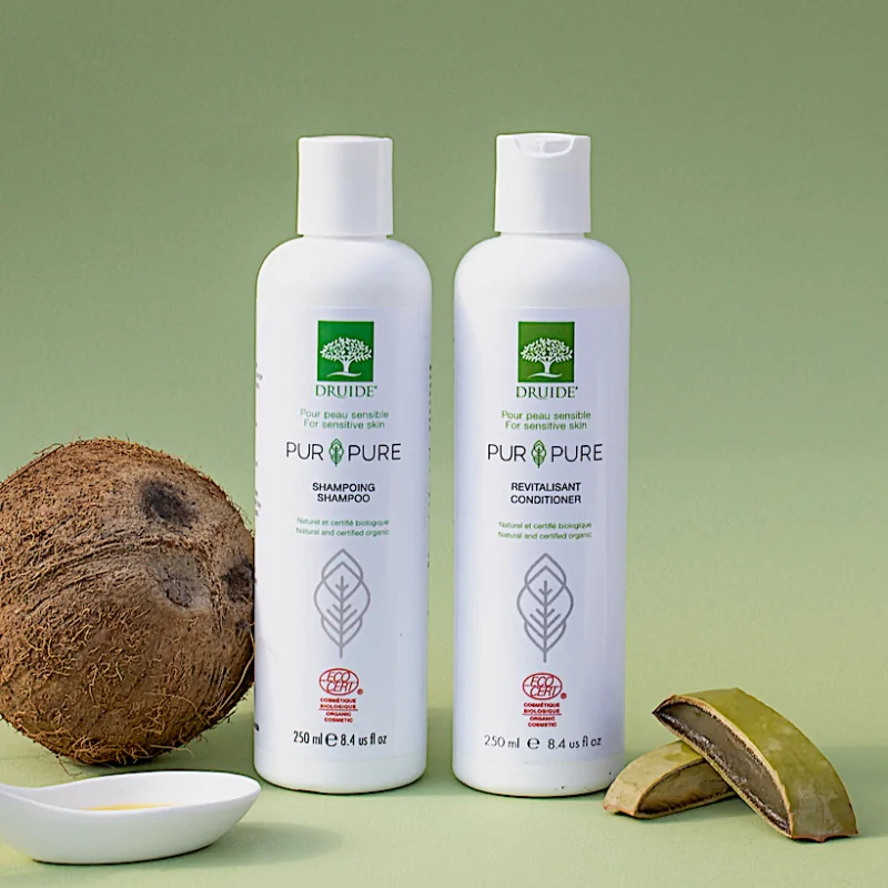 Shampoing et après-shampoing Druide Pur Pure, bio et hypoallergénique, sans parfum